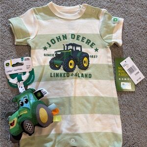 John Deere Green and Cream Baby Onesie with Tractor Design